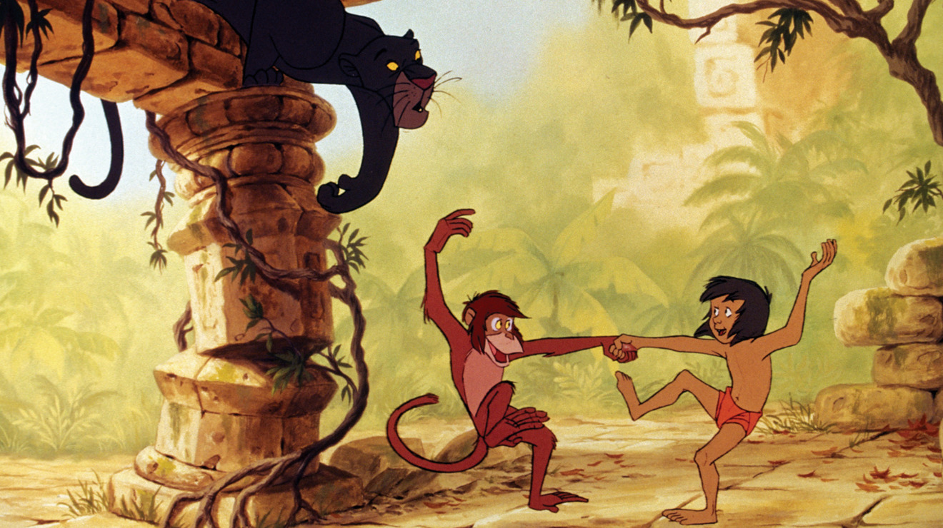 Mowgli dansar med apor