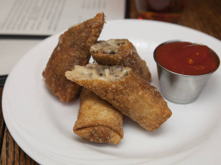 Philly cheesesteak egg rolls at Pork Slope