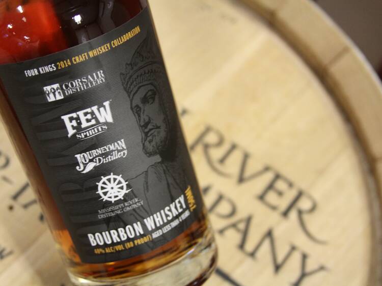 Four Kings whiskey is a blend of four Midwest bourbons.