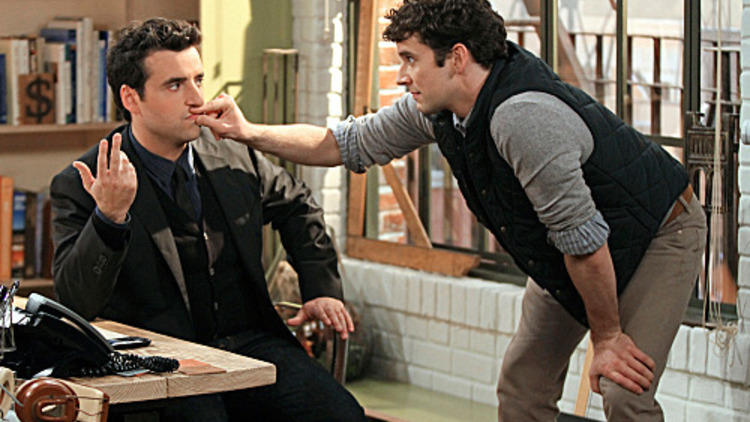 David Krumholtz and Michael Urie in <em>Partners</em>