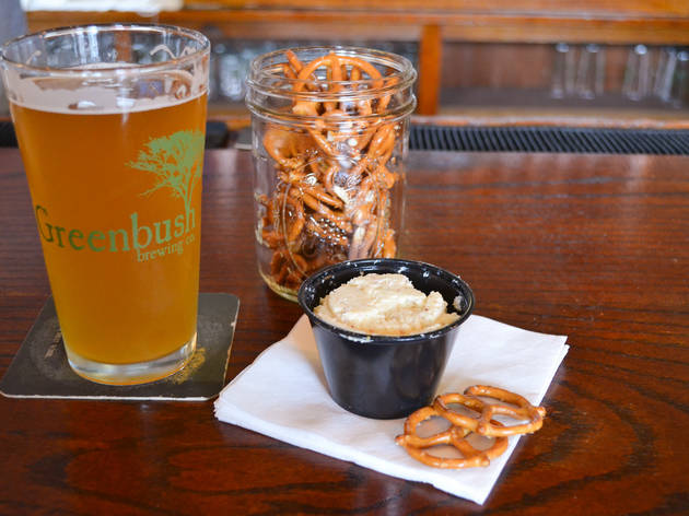Cheese dip and beer are available at Sawyer's Greenbush Brewing Co.