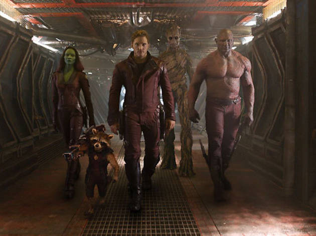 The galactic superheroes of the Guardians of the Galaxy strut through their spaceship