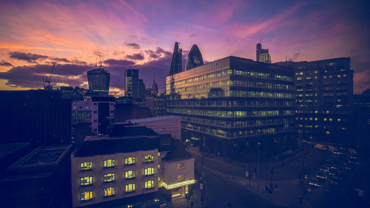 Sunset over Aldgate