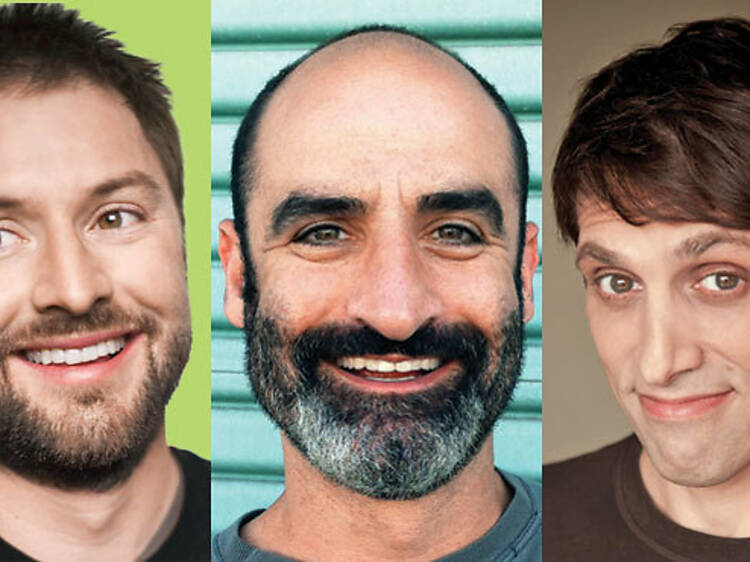 Adam Cayton-Holland (left), Brody Stevens, Howard Kremer