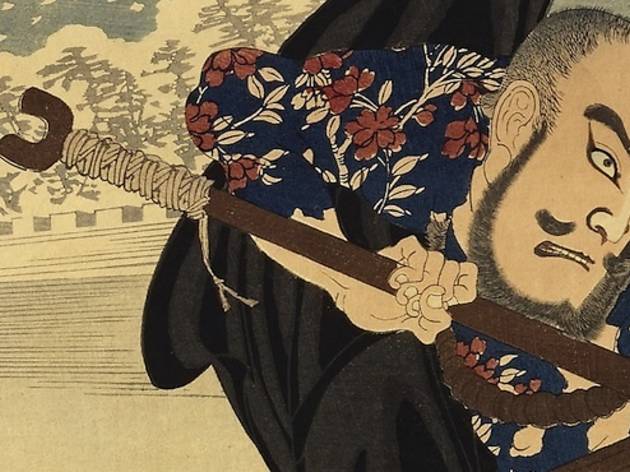 Triptypque d'estampes japonaises: duel Triptypque d'estampes japonaises: duel