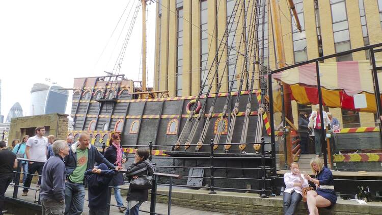 Scrub the deck for Sir Francis Drake on the Golden Hinde