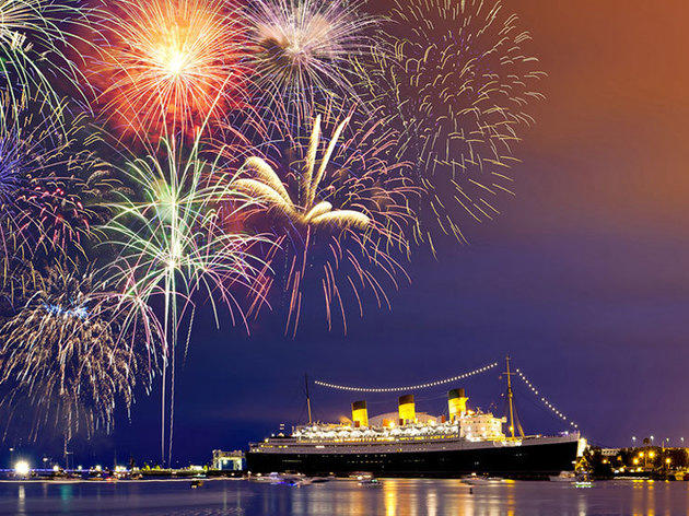 Image result for The Queen Mary in Long Beach fireworks