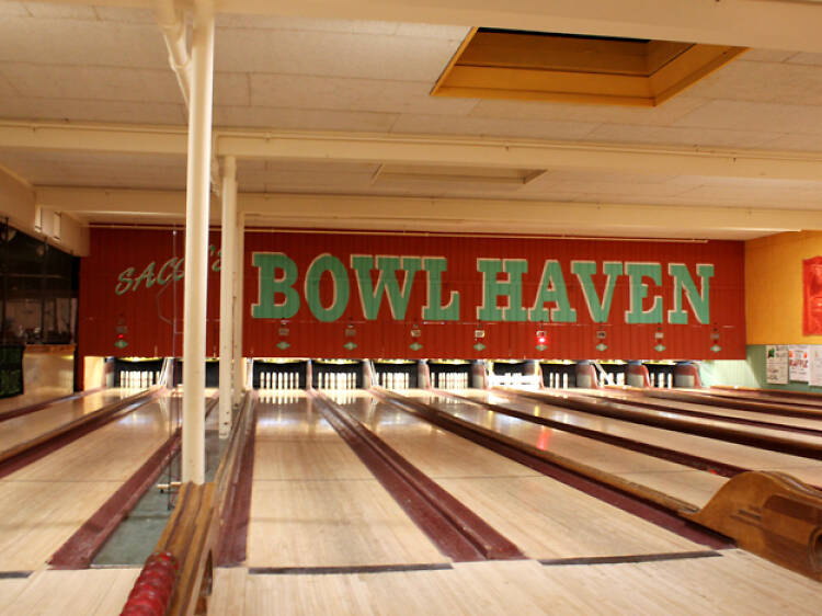 Go candlepin bowling at Sacco's Bowl Haven