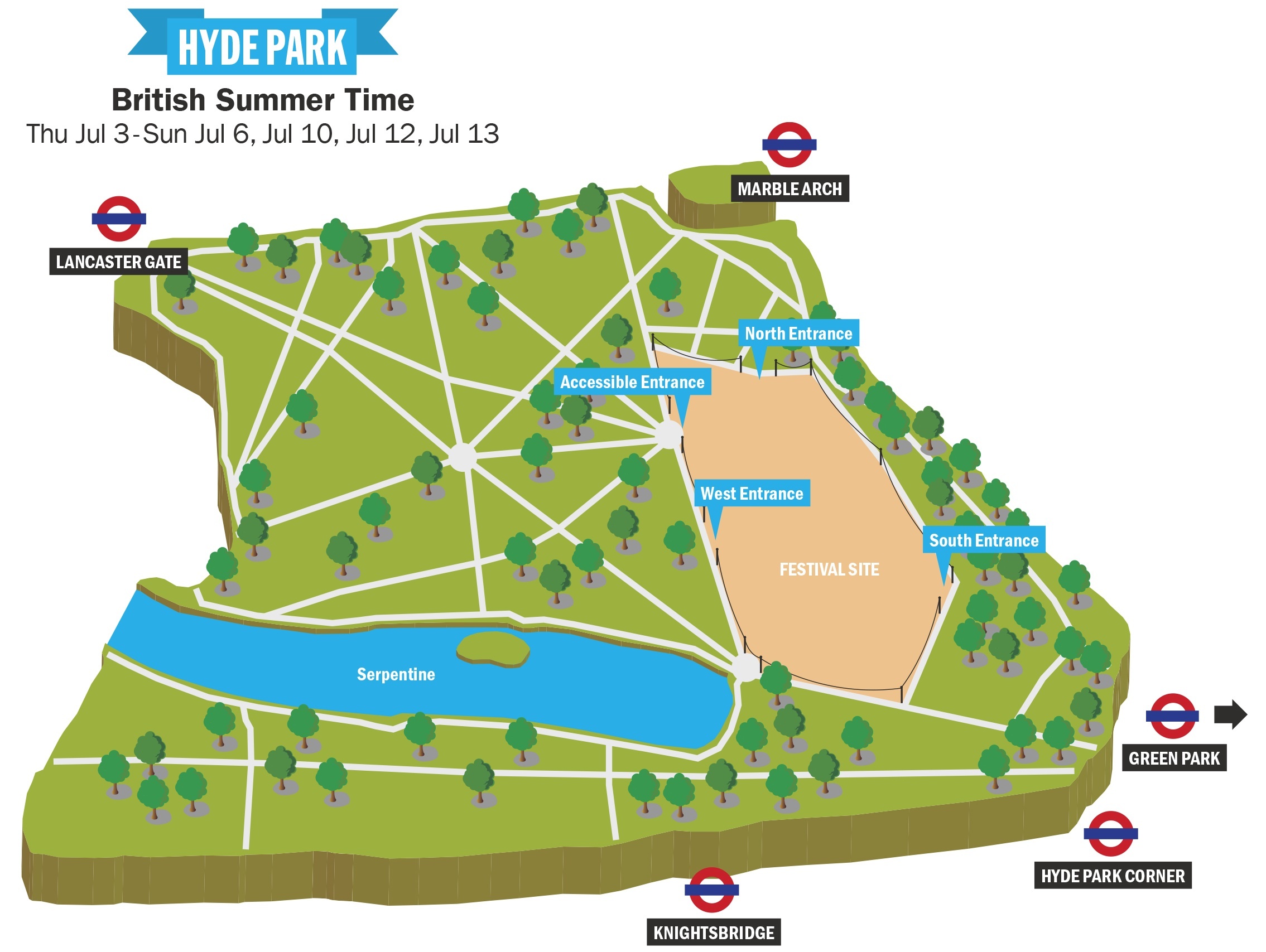 Top Hyde Park Concert Map of the decade