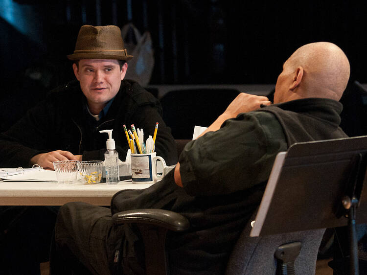 Mat Smart and Ron OJ Parson in rehearsal for Steppenwolf's Samuel J. and K.