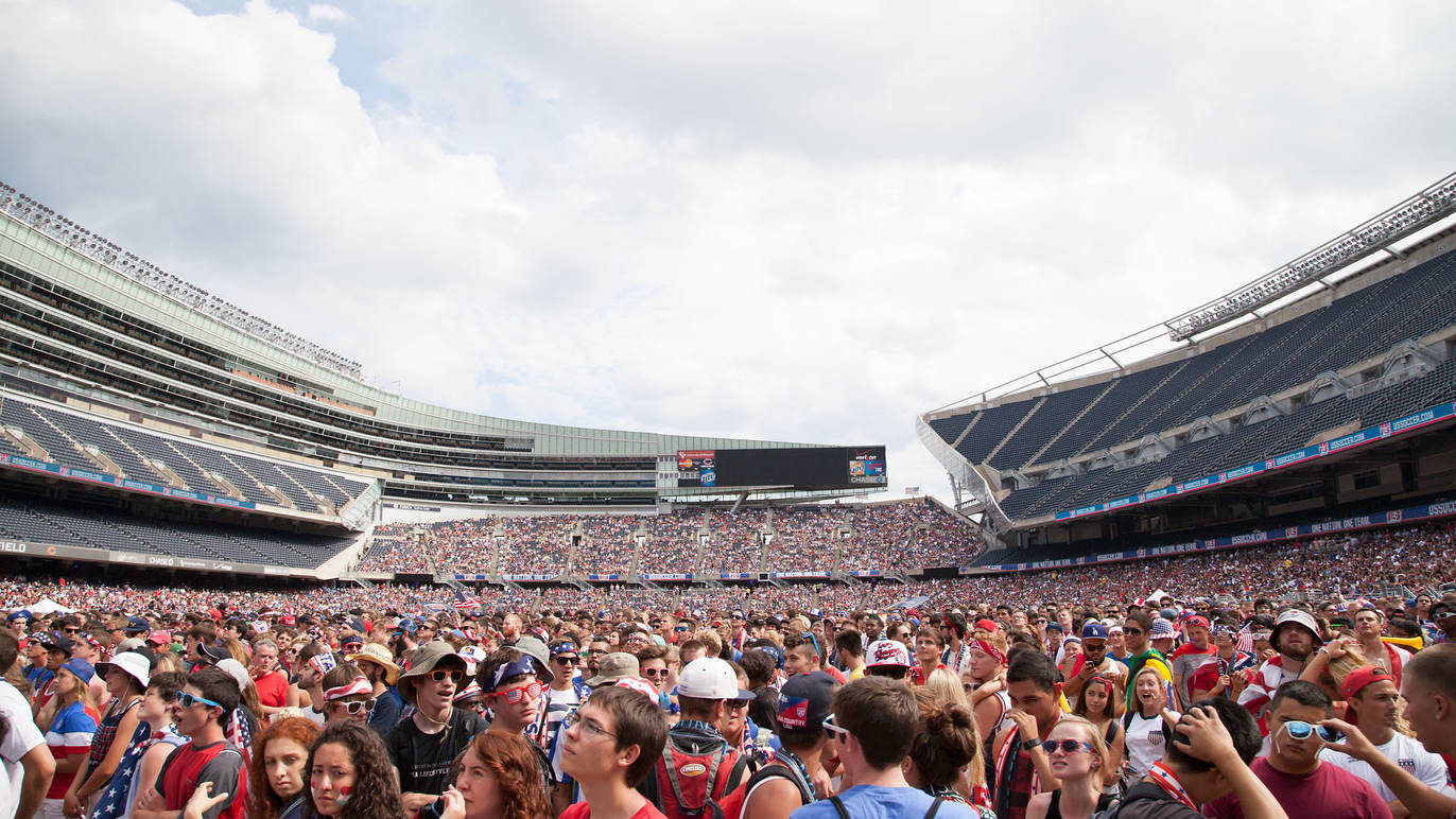 Fans take over Soldier Field at World Cup viewing party