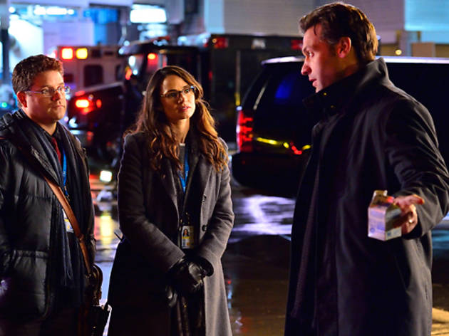 Sean Astin, Mia Maestro and Corey Stoll in <em>The Strain</em>