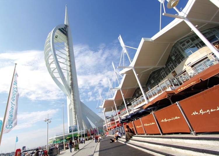 View of the Spinnaker Tower from Gunwharf Quays in Portsmouth