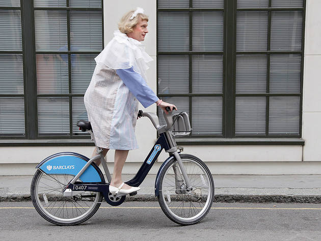 (Grayson Perry as Clare, on a 'Boris Bike' © Rob Greig/Time Out)