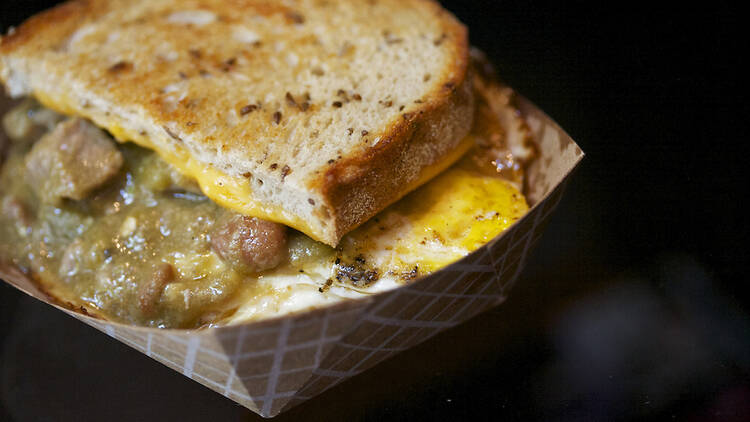 New Mexican Hatch green chili with a fried egg 