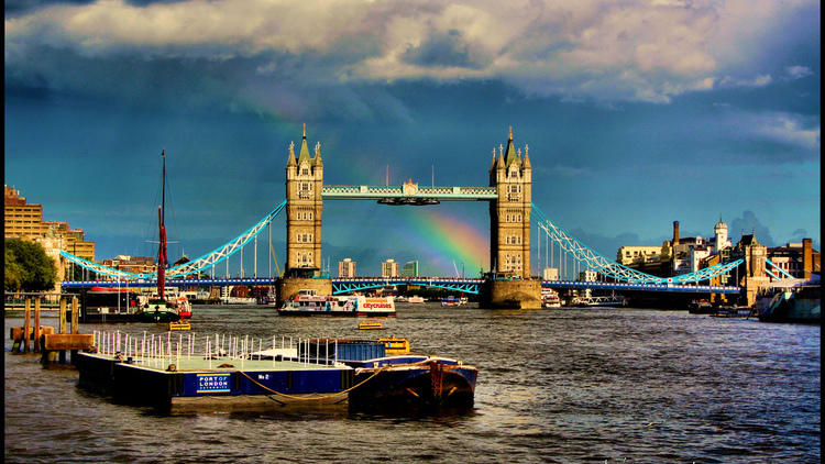 Rainbow behind Tower Bridge