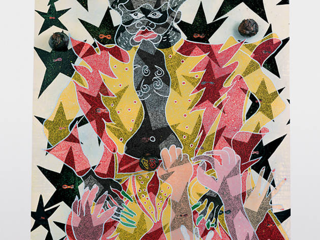 Chris Ofili, The Adoration of Captain Shit and the Legend of the Black Stars (Third Version), 1998
