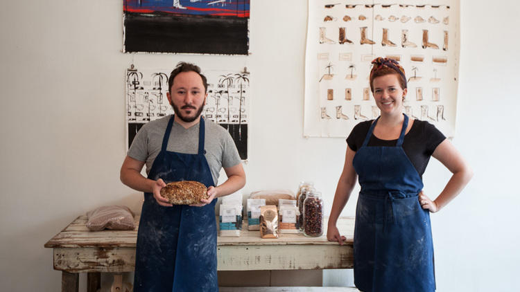 Owners Dave and Megan Miller at Baker Miller bakery & millhouse.