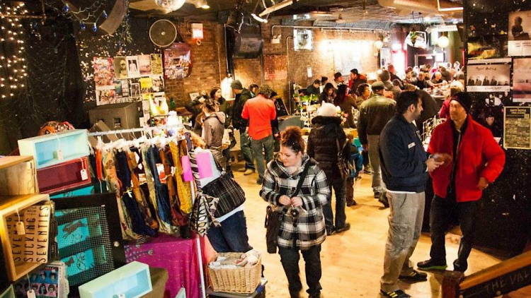 People shopping at a market