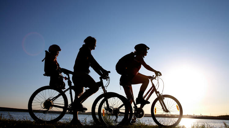 Cycling down a railway track