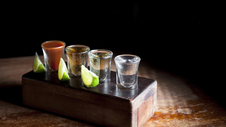 Mezcal flight at El Carmen