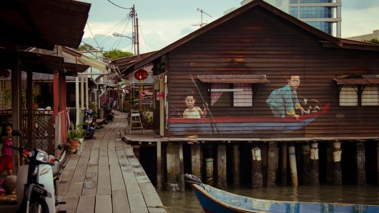 Two children on a boat