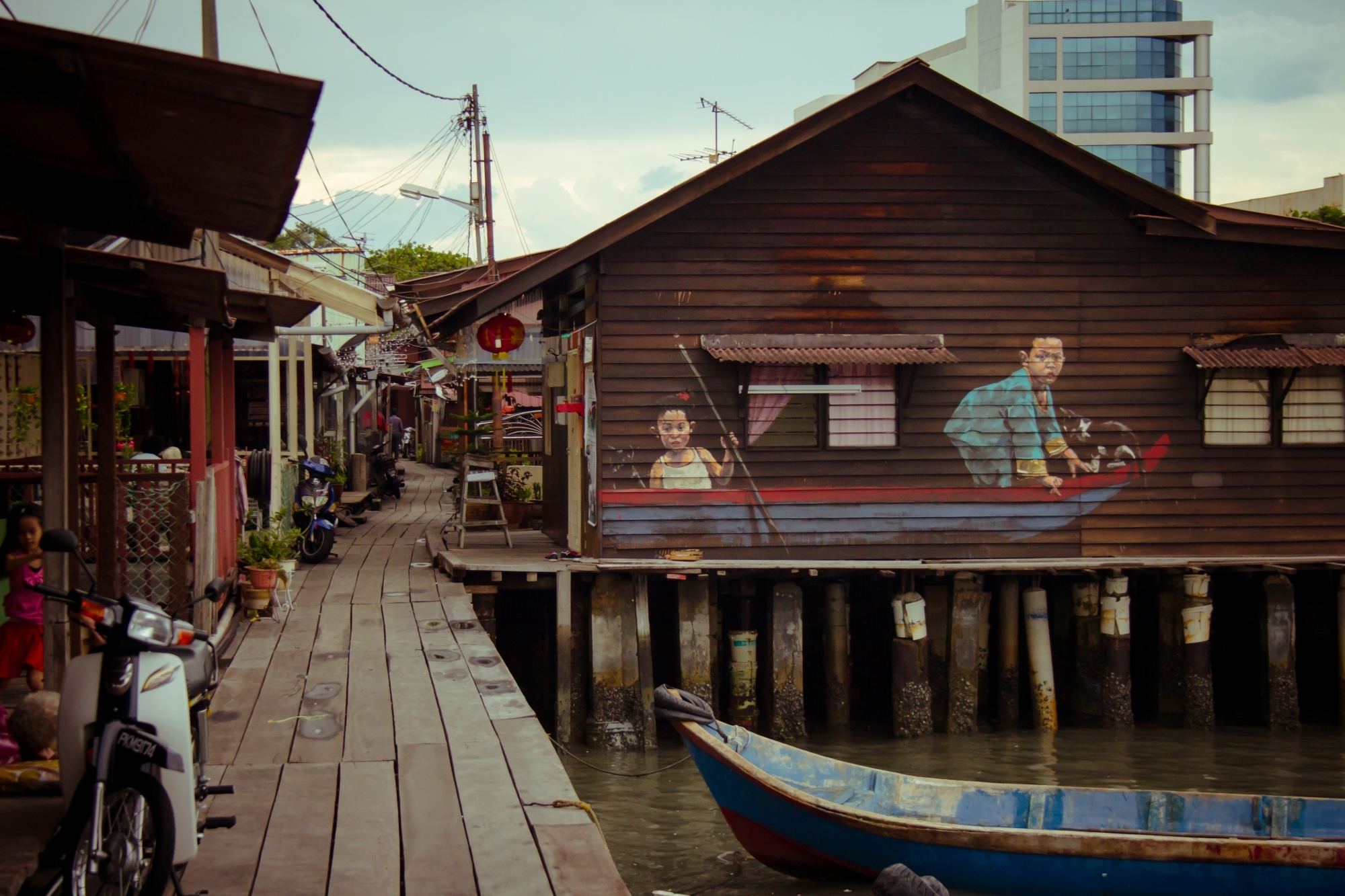 Image result for two children on a boat street art