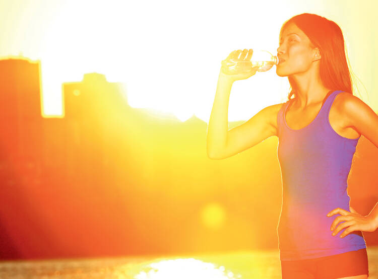 woman drinking water