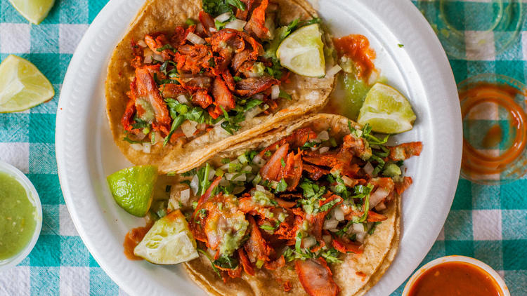 Al Pastor tacos at Taqueria Los Barrilitos.