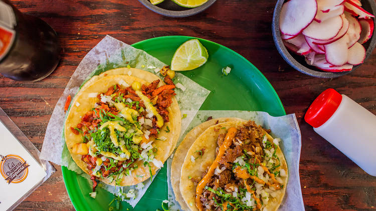 Crispy tripa tacos at La Chaparrita