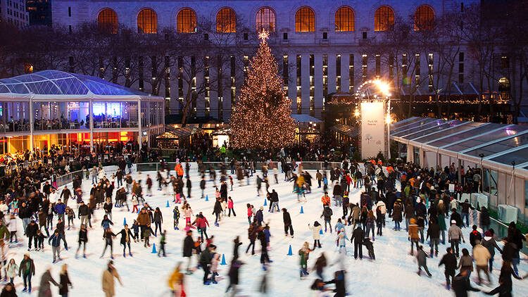 Ice skating in Bryant Park