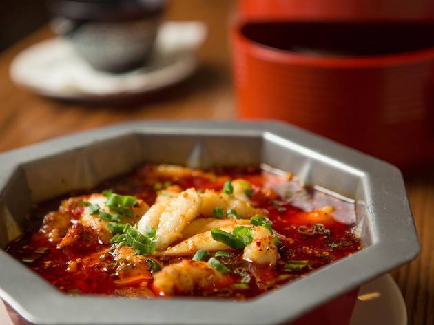 Boiled fish fillets in chili sauce at Szechuan Impression