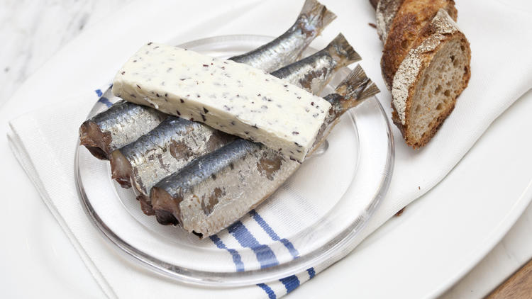 Smoked sardines with dulce butter at French Louie 