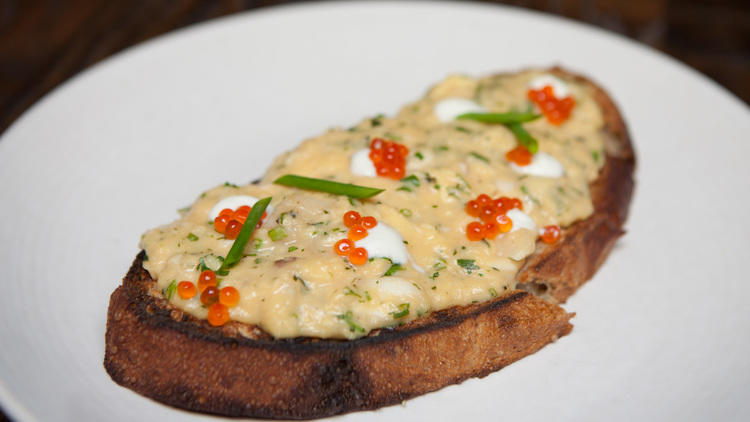 Soft scrambled egg on toast at Kinmont