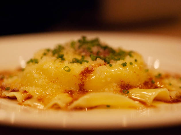 Egg yolk raviolo at Cocello Egg yolk raviolo at Cocello