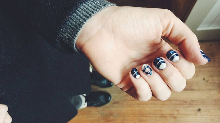 Hanukkah manicure at Vanity Projects