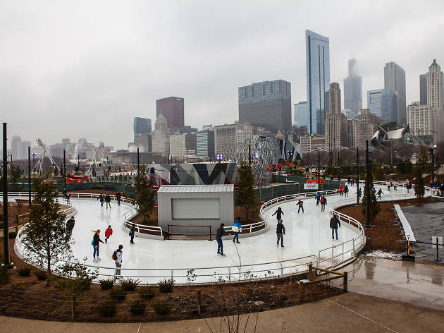 The ice ribbon at Maggie Daley Park. 