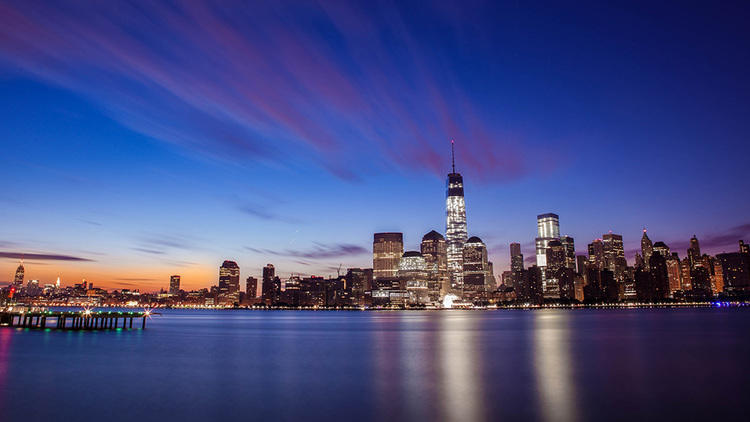 new york skyline sunrise