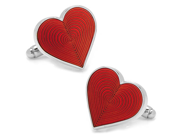 Cufflinks, INC Red heart cufflinks, $50, at cufflinks.com
