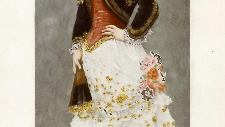 Henri Lucien Doucet, Célestine Galli Marié, cantatrice mezzo soprano dans le rôle titre Carmen, peinture XIXe
