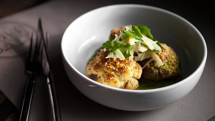 Wood-fired roasted cauliflower at Love & Salt