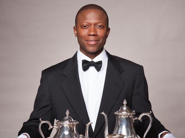 Manny Buckley in a promotional photo for American Blues Theater's Looking Over the President's Shoulder