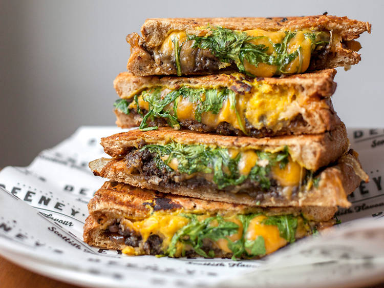 Macbeth haggis toastie at Deeney's, Chatsworth Road Market