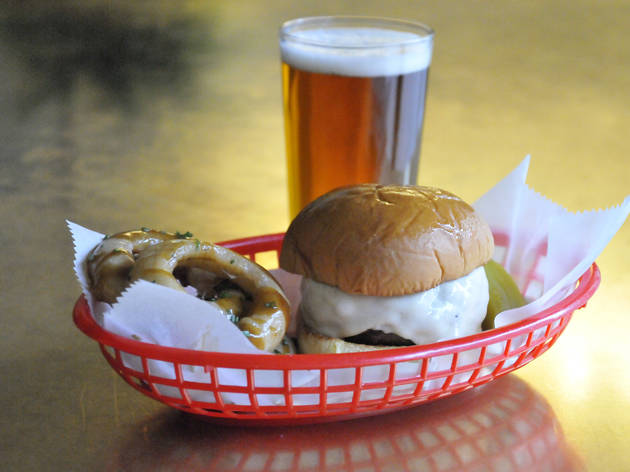 All-in beer-cheese burger at Alder All-in beer-cheese burger at Alder