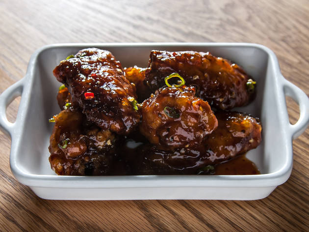 Soy-garlic-ginger wings at Bar Chuko Soy-garlic-ginger wings at Bar Chuko