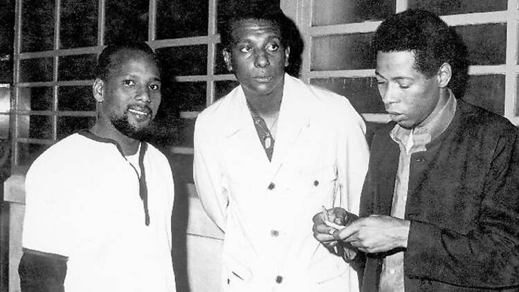 American radical Stokely Carmichael (centre) at Count Suckle's Cue Club in Praed Street, Paddington, 1967