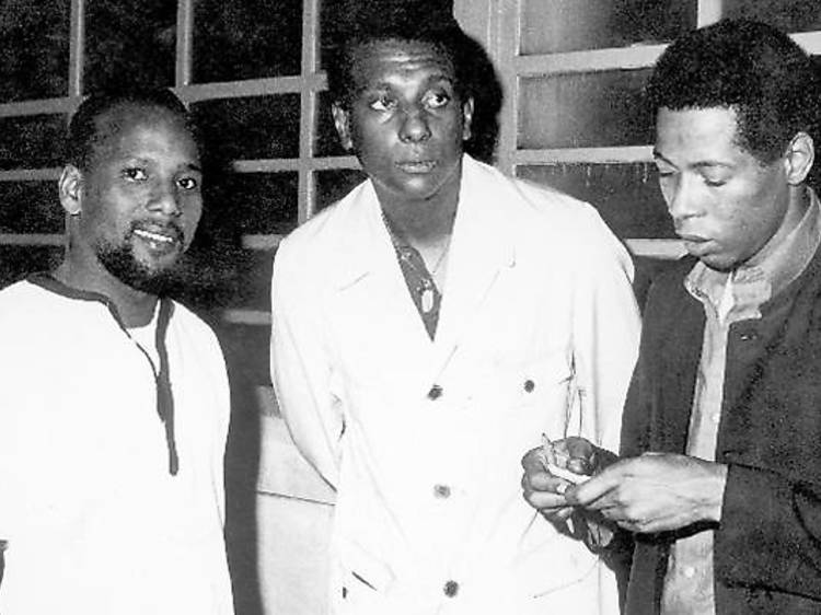 American radical Stokely Carmichael (centre) at Count Suckle's Cue Club in Praed Street, Paddington, 1967