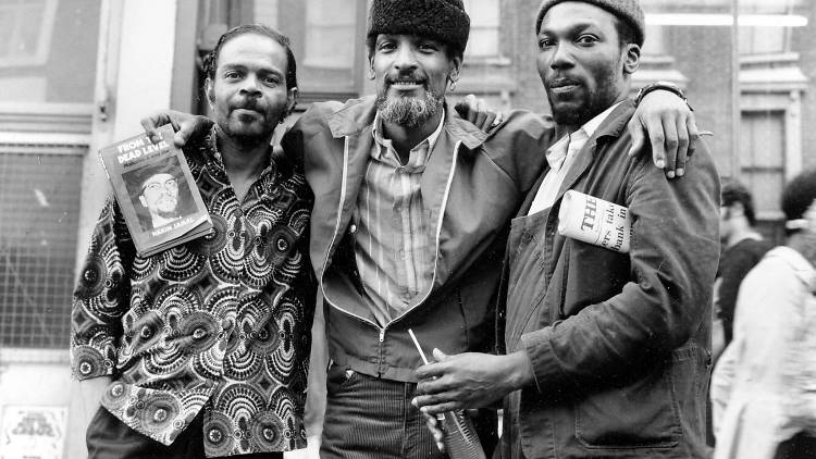 Black Panther Hakim Jamal (centre) on the Portobello Road, 1971