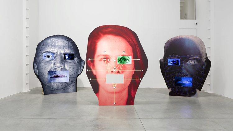 Tony Oursler, Installation of 'PIX', 'COG' and 'COG', 2014. © the artist; Courtesy, Lisson Gallery, London
