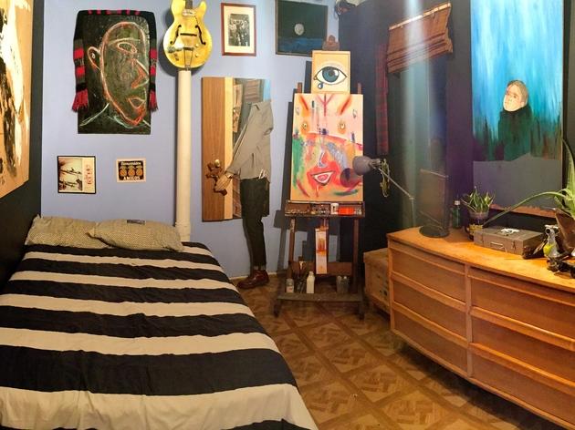 Artist doesn't have go far to get to his show; his bedroom is in the gallery Artist doesn't have go far to get to his show; his bedroom is in the gallery